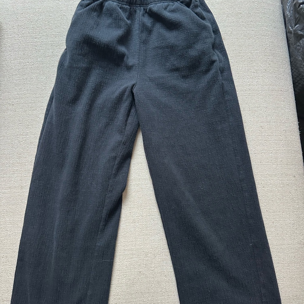 Oak + Fort crop black wide leg pants